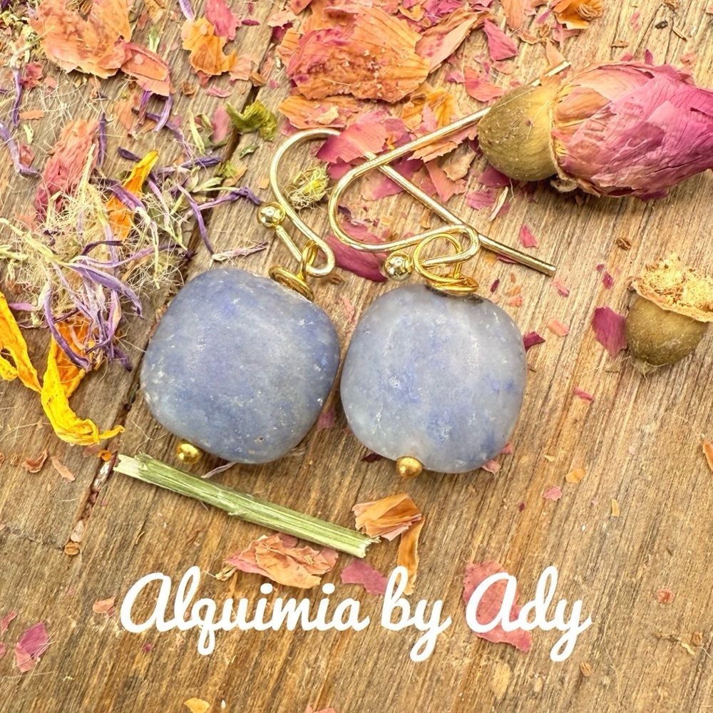 Chunky sodalite gold statement earrings